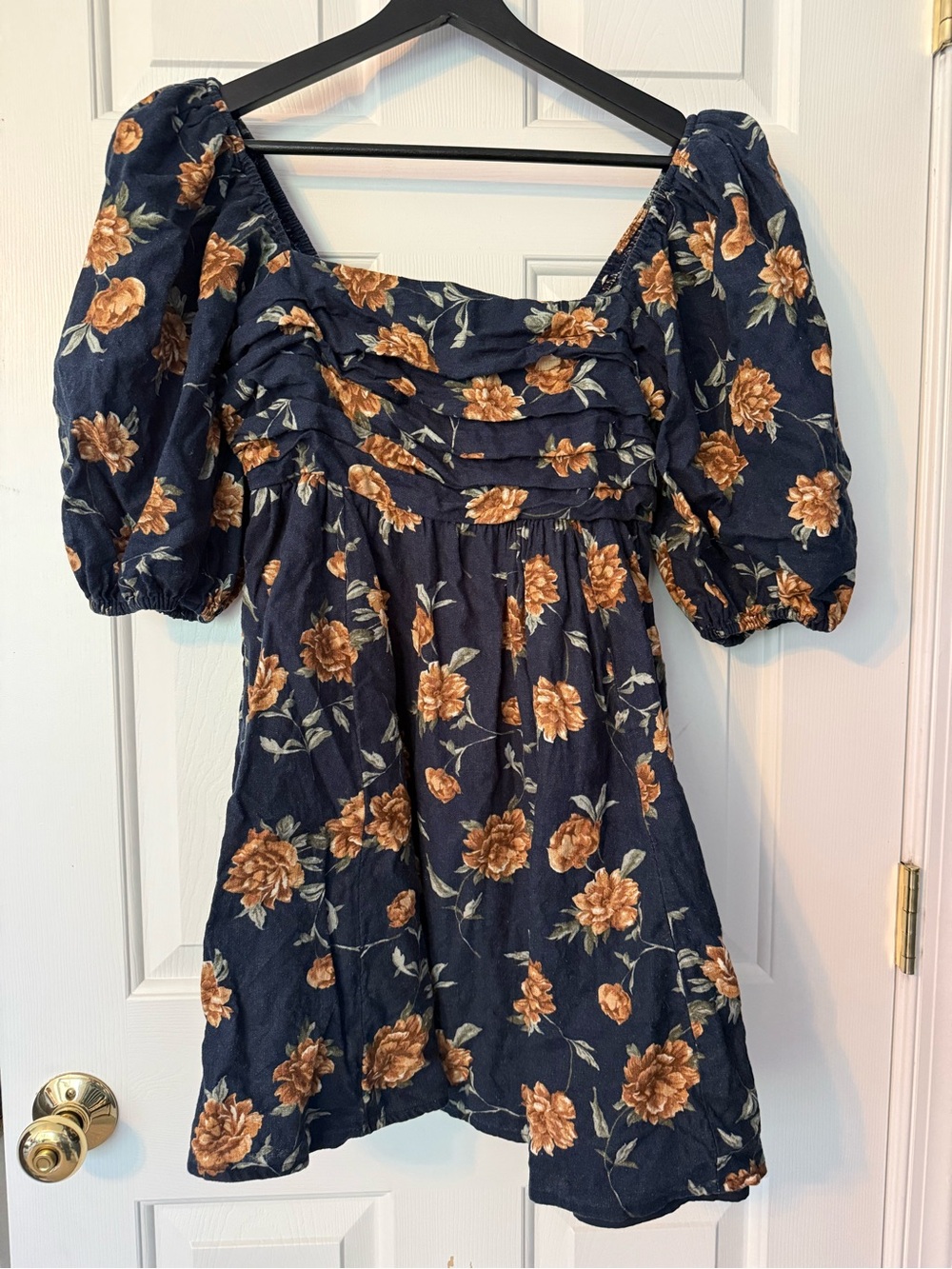 Abercrombie & Fitch Navy Mini Dress with Brown Floral Print